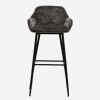 Brooke Velvet Bar Stool, Dark Grey