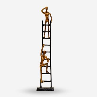 Deco Figurine Climbing Ladders Large, Black & Gold, Iron