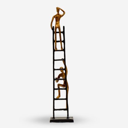 Deco Figurine Climbing Ladders Large, Black & Gold, Iron