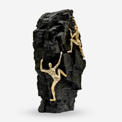 Deco Figurine Climbing Rock Medium, Silver & Black