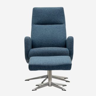 Easy  Recliner Chair with pouf seat, Blue