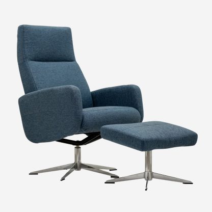 Easy  Recliner Chair with pouf seat, Blue