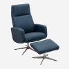 Easy  Recliner Chair with pouf seat, Blue