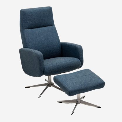 Easy  Recliner Chair with pouf seat, Blue