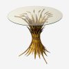 Estonia Round Glass Dining Table, Antique Gold