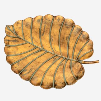 Brushed Metal Leaf Plate Medium, Copper