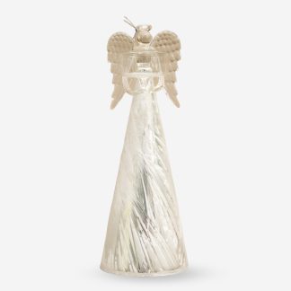 Decor Glass Angel T-Light, Frosted White