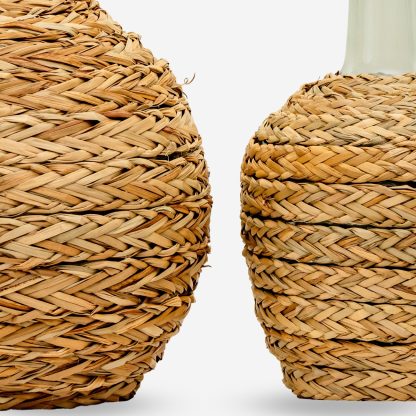 Glass Bottle with Rattan Medium, Light Brown