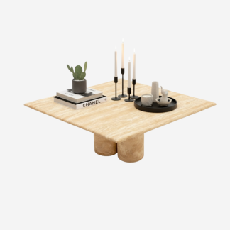 Roma Rectangular  Marble Coffee Table- Light Travertine