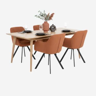 Century Solid Wood Dining Table, Beige