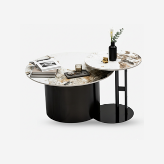 Roma Round Coffee Table, Marble & Steel