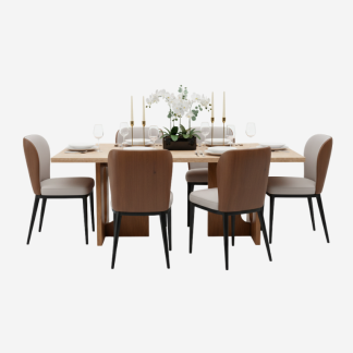 Venus Dining Table Marble - Light Travertin & Wood