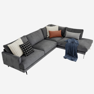 Sunshine Sofa with Right Chaise Lounge , Black