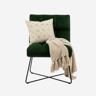 Alba Velvet Armless Chair, Velvet Green