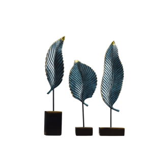 Leaf on Stand Decorative Accent, Blue & Marble