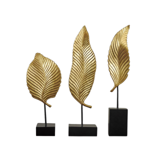 Leaf on Stand Decorative Accent, Golden Elegance & Marble