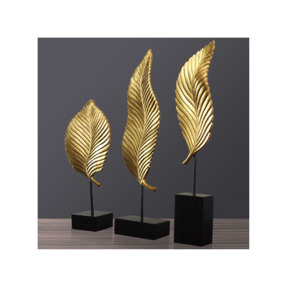 Leaf on Stand Decorative Accent, Golden Elegance & Marble