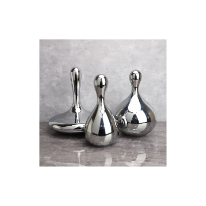 Garce Glass Tear Drop Sculptures Modern Elegance Medium, Glass Silver