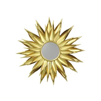 Sunburst Antique Gold Metal Wall Mirror