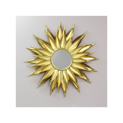 Sunburst Antique Gold Metal Wall Mirror