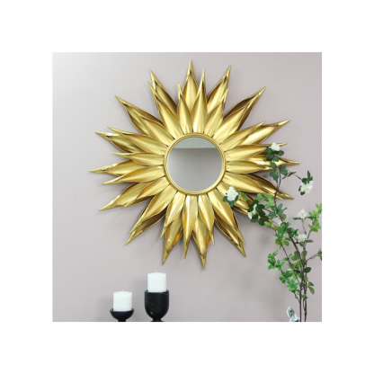 Sunburst Antique Gold Metal Wall Mirror