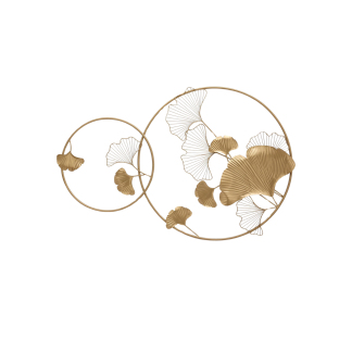 Floral Round Carved Decorative Wall Accent, Gold Metal
