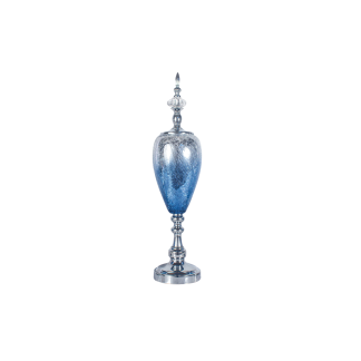 Modern Glass Art Ornament Elegance Contemporary Edge Large, Blue & Silver