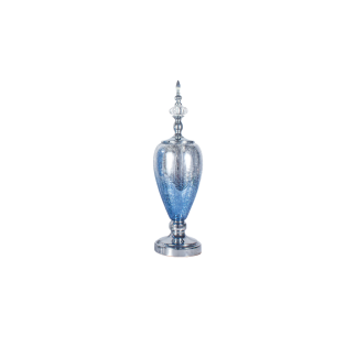 Modern Glass Art Sculptural Elegance Contemporary Edge Medium, Blue & Silver