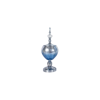 Modern Glass Art Sculptural Elegance Contemporary Edge Small, Blue & Silver