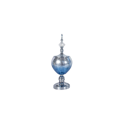 Modern Glass Art Sculptural Elegance Contemporary Edge Small, Blue & Silver