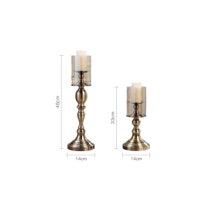 Pedestal Hurricane Candle Holder, Gold & Glass