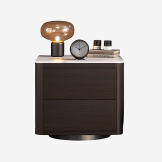 Nina Bedside Table, Brown & Beige