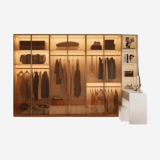 Nina Wardrobe, Glass & Beige