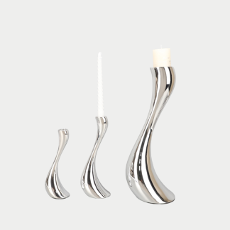 Chrome Candle Holder Set of 3, Silver